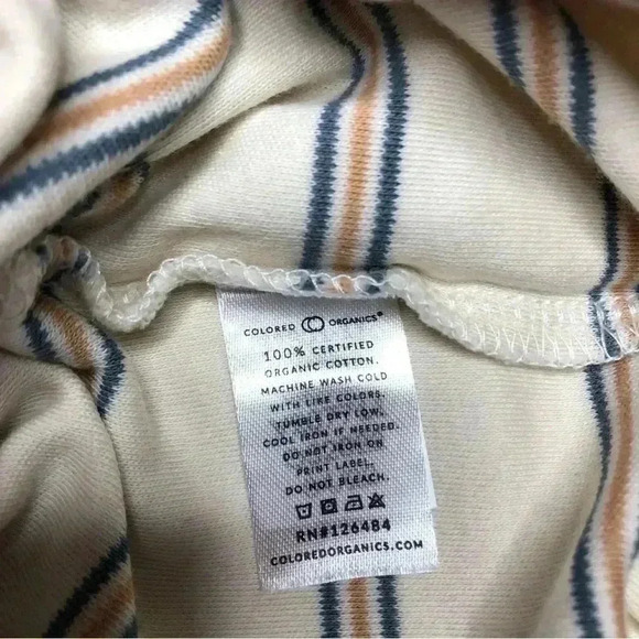 Colored Organics Gown Long Sleeved Adjustable  Tie Bottom Cream Stripes 0-3M - Picture 5 of 16